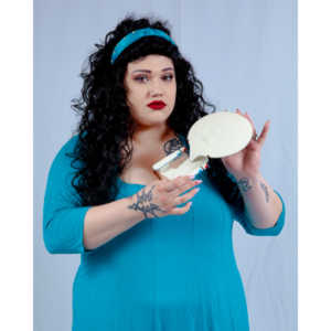 Dorian cosplaying as Deanna Troi from Star trek TNG.